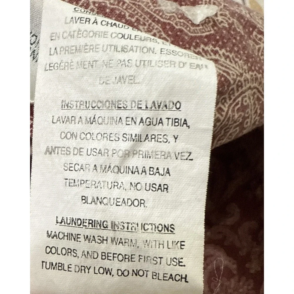 Laura Ashley Queen Bedskirt Paisley Burgundy Split Corner French Country Flaws‎